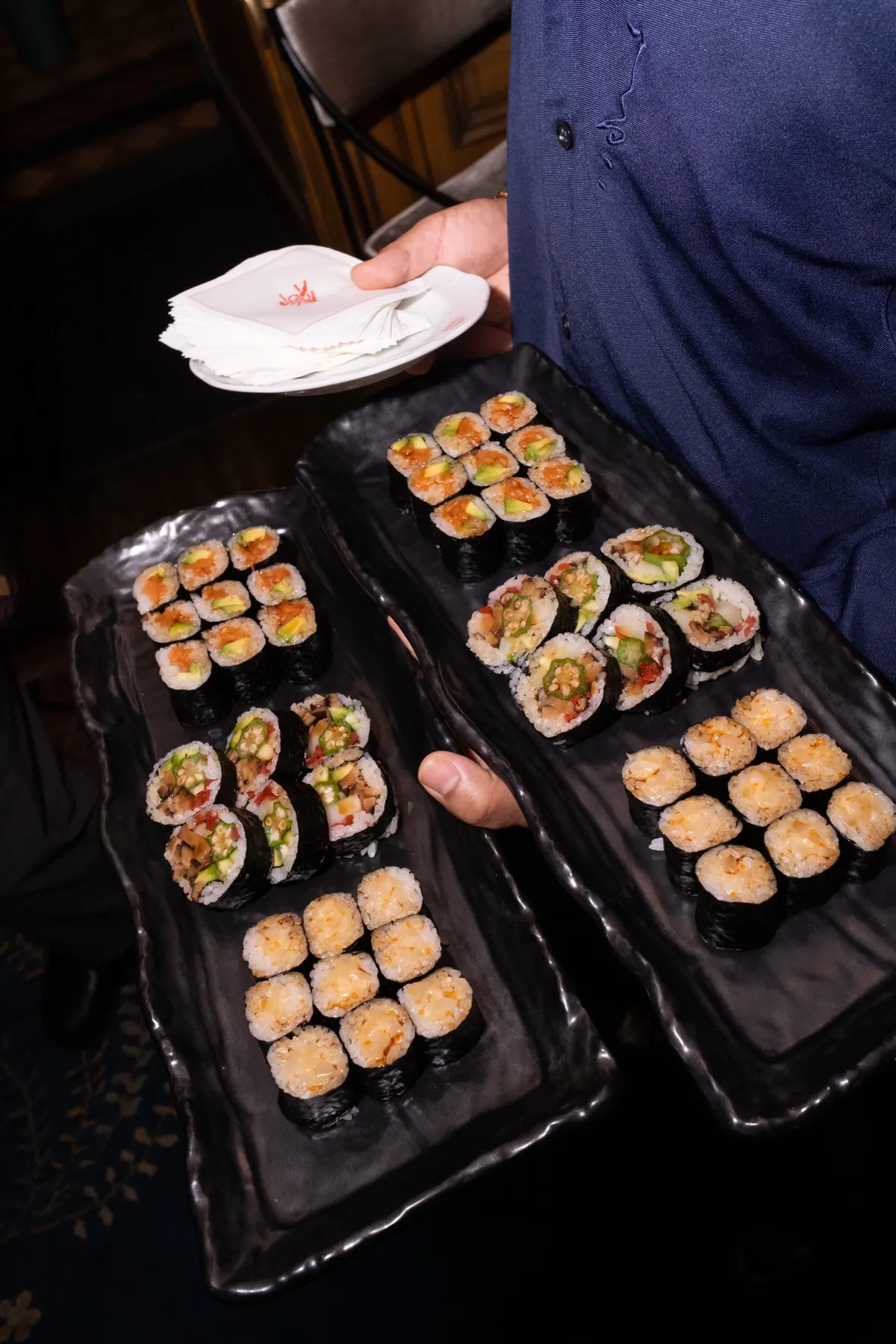 Trays of sushi from Teruko